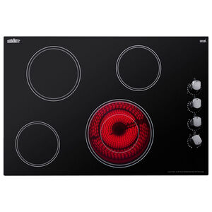Summit 30 in. 4-Burner Electric Cooktop with Power Burner - Black, , hires