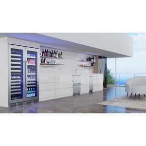 XO 24 in. Wine Cooler with Metal Racks, Dual Temperature Zones & 119 Bottle Capacity - Stainless Steel, , hires