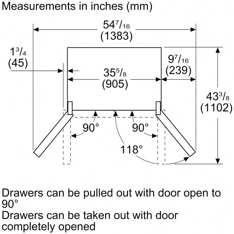 Bosch 800 Series 36 in. 20.8 cu. ft. Smart Counter Depth French Door Refrigerator with Internal Water Dispenser and Recessed handles Anti-Finger Print Stainless Steel, , hires