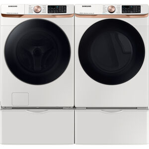 Samsung 27 in. 7.5 cu. ft. Smart Stackable Electric Dryer with AI Smart Dial, Sanitize+, Steam Cycle & Sensor Dry - Ivory, Ivory, hires