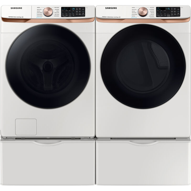 Samsung 27 in. 7.5 cu. ft. Smart Stackable Electric Dryer with AI Smart Dial, Sanitize+, Steam Cycle & Sensor Dry - Ivory, Ivory, hires