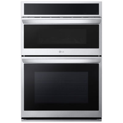 LG 30 in. 6.4 cu. ft. Electric Smart Oven/Microwave Combo Wall Oven with True European Convection & Self Clean - PrintProof Stainless Steel | WCEP6427F