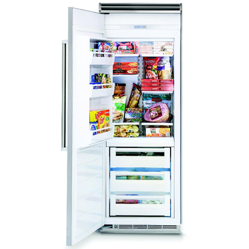 Viking 5 Series 30 in. 15.9 cu. ft. Built-In Upright Freezer with Ice Maker, Adjustable Shelves & Digital Control Left Hinged - Custom Panel Ready, , hires