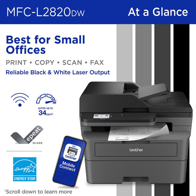 Brother MFC-L2820DW Laser Multi-Function Printer, , hires