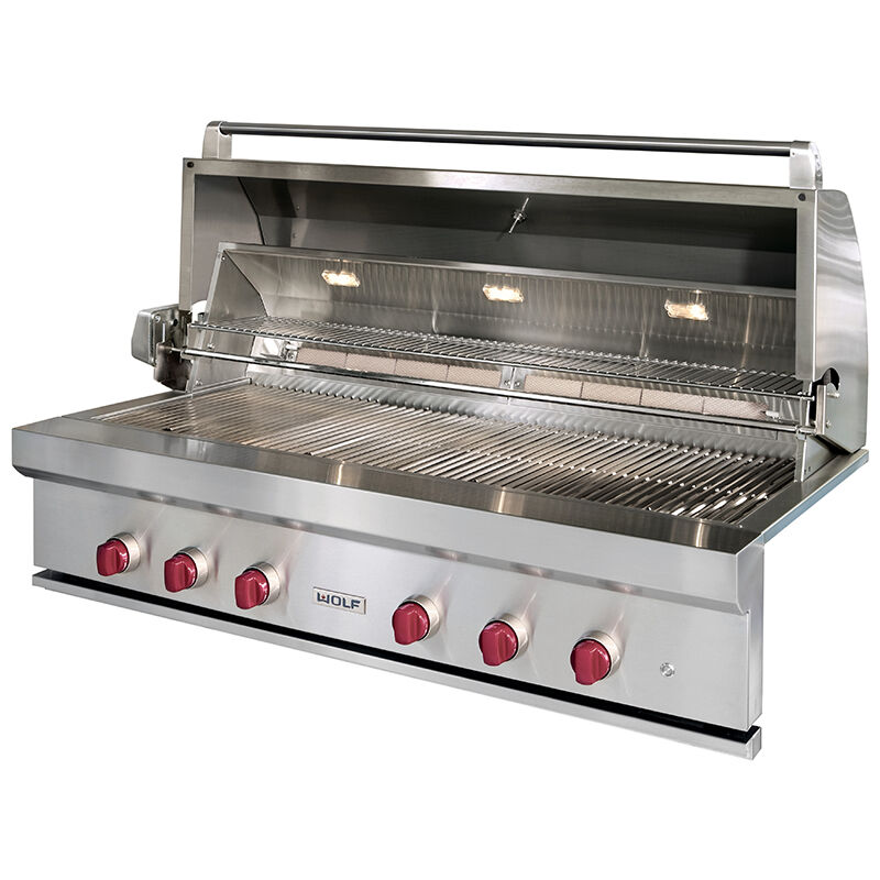 Wolf 42 in. 4-Burner Built-In Liquid Propane Gas Grill with Rotisserie, Sear Burner & Smoker Box - Stainless Steel, , hires
