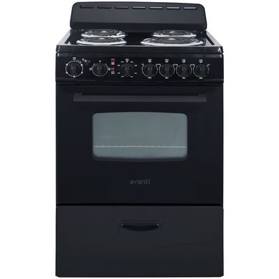 Avanti 24 in. 2.6 cu. ft. Electric Range with Coil Burners - Black | ERU240P1B