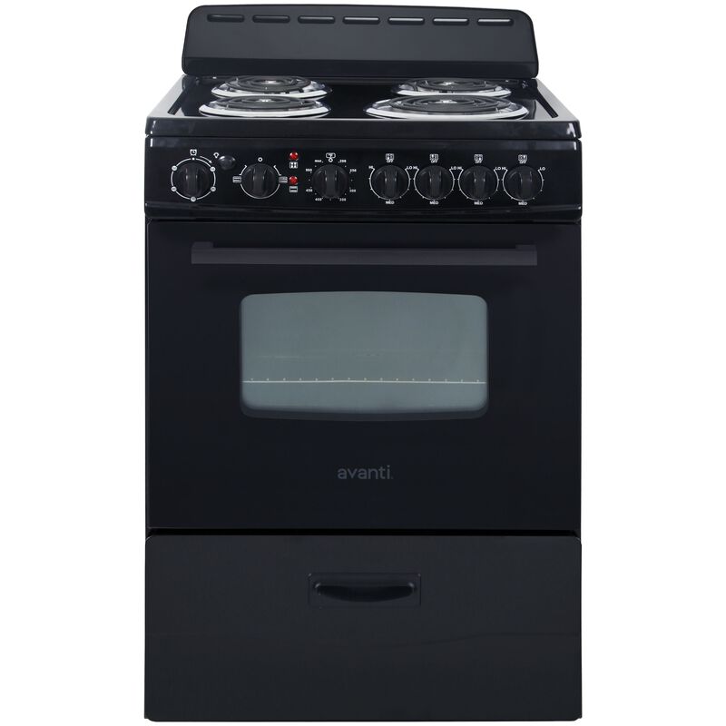 Avanti 24 in. 2.6 cu. ft. Electric Range with Coil Burners - Black, , hires