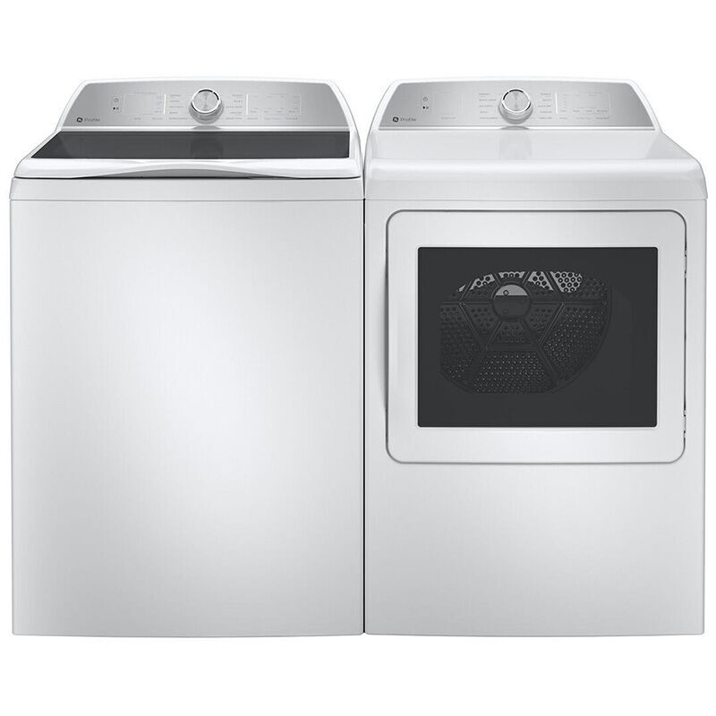 GE Profile 28 in. 4.9 cu. ft. Smart Top Load Washer with Agitator, Smarter Wash Technology, FlexDispense & Sanitize with Oxi - White, White, hires