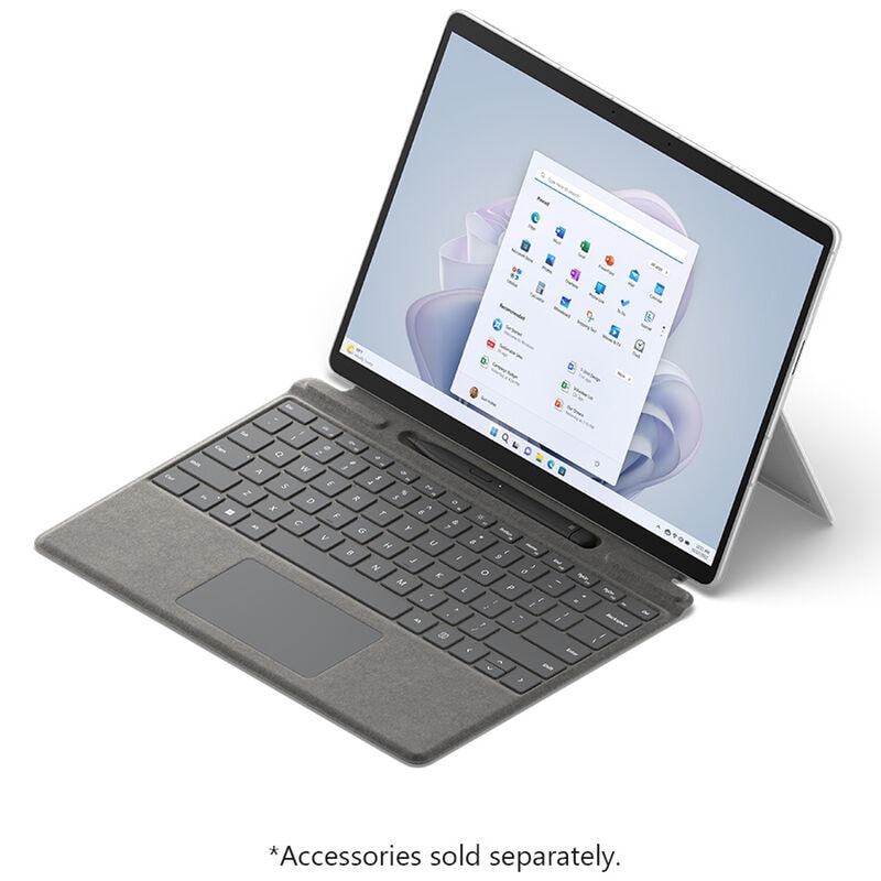 Microsoft Surface Pro 9 13 in. 2-in-1 Touch Screen Notebook with Intel Core i5-1245U, 12th Gen, 3.3 GHz CPU, Intel Iris Xe GPU, 8 GB RAM, 256 GB SSD, up to 15.5 Hrs. of Battery Life & Windows 11 Home - Platinum, , hires