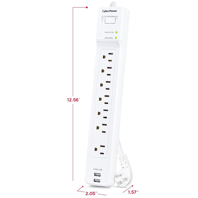 CyberPower 7-Outlet Essential Surge Protector - White, , hires