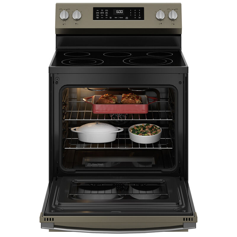 GE 30 in. 5.3 cu. ft. Smart Air Fry Convection Oven Freestanding Electric Range with 5 Radiant Burners - Slate, Slate, hires