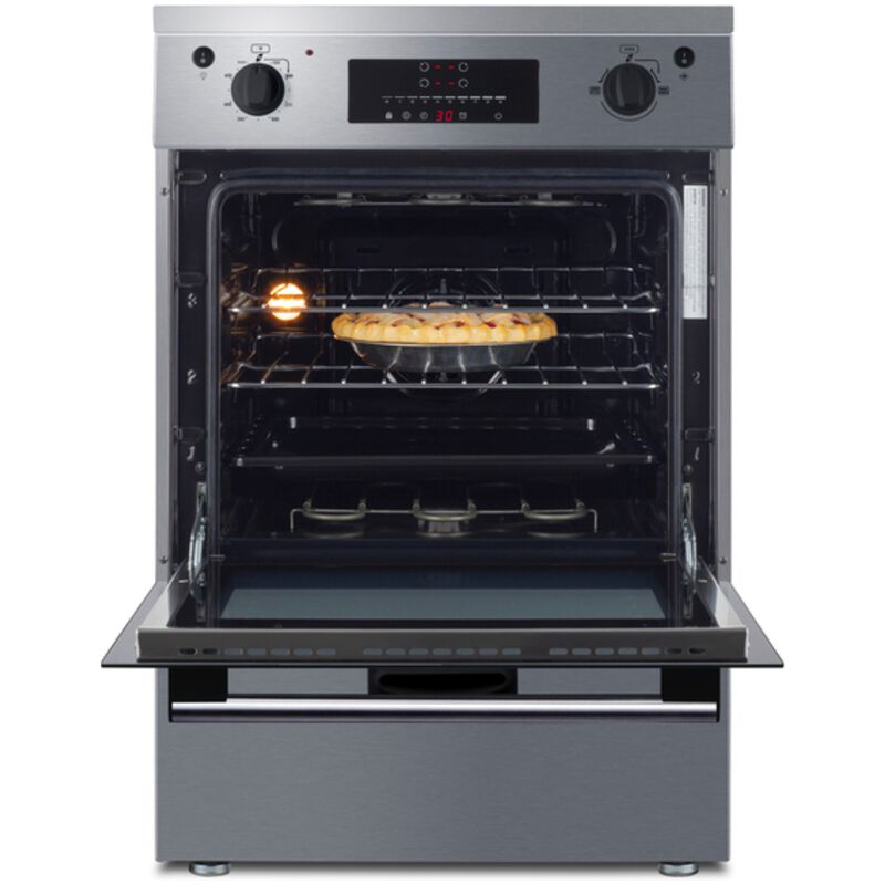 Summit 24 in. 2.6 cu. ft. Standard Convection Slide-In Electric Range with 4 Induction Burners - Stainless Steel, Stainless Steel, hires