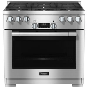 Miele 36 in. 5.8 cu. ft. Convection Oven Freestanding LP Gas Range with 6 Sealed Burners - Clean Touch Steel, , hires