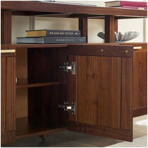 Walker Edison Isla Modern TV Stand with Glass Top - Walnut, , hires