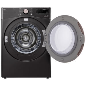 LG 27 in. 7.8 cu. ft. Smart Stackable Ventless Electric Dryer with Dual Inverter Heat Pump & AI Sensor Dry - Black Steel, , hires