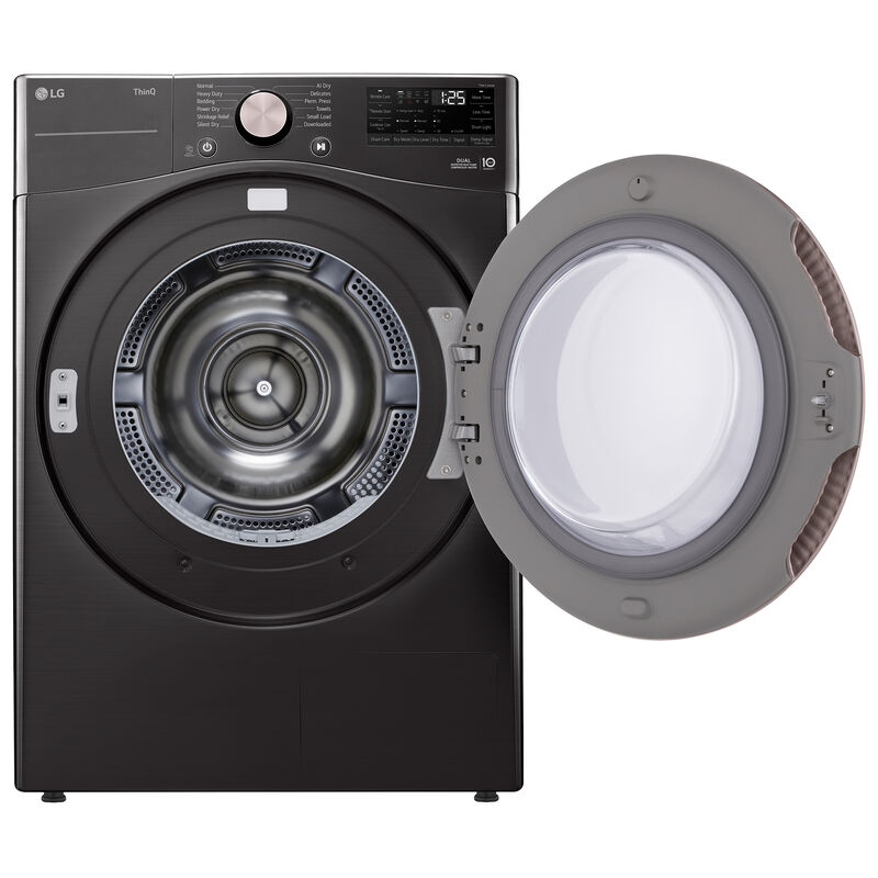 LG 27 in. 7.8 cu. ft. Smart Stackable Ventless Electric Dryer with Dual Inverter Heat Pump & AI Sensor Dry - Black Steel, , hires