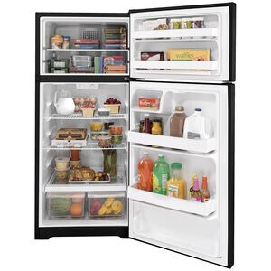 GE 28 in. 16.6 cu. ft. Top Freezer Refrigerator - Black, Black, hires