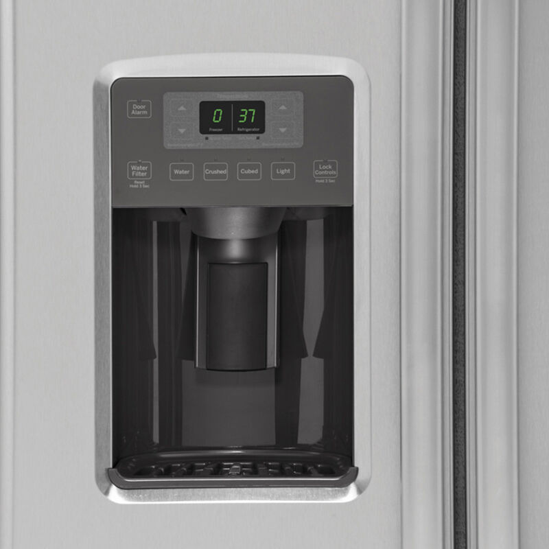 GE 36 in. 21.9 cu. ft. Counter Depth Side by Side Refrigerator with Ice & Water Dispenser - Stainless Steel, Stainless Steel, hires