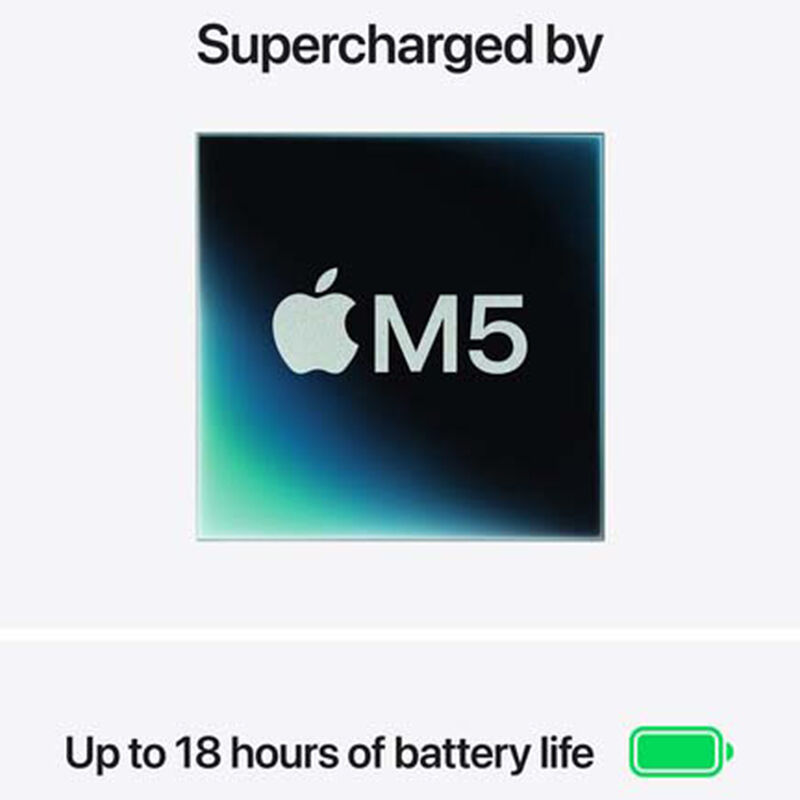 Apple MacBook Air (2026) 13 in. Notebook with Apple Intelligence, Apple M5 10-Core CPU, 10-Core GPU, 24 GB RAM, 1 TB SSD, up to 18 Hrs. of Battery Life & Mac OS - Silver, , hires