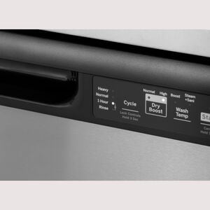 GE 24 in. Front Control Flush-Mount Dishwasher with 55 dBa Sound Level, Dry Boost & Pocket Handle - Stainless Steel, Stainless Steel, hires