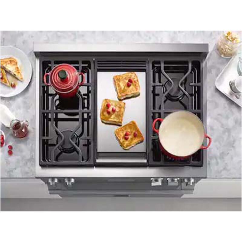 Miele 36 in. 4-Burner LP Gas Rangetop with Griddle, Simmer Burner & Power Burner - Clean Steel, , hires