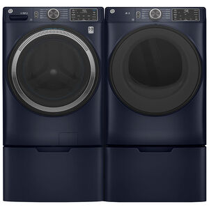 GE 28 in. 7.8 cu. ft. Smart Stackable Gas Dryer with Sanitize Cycle & Sensor Dry - Sapphire Blue, Sapphire Blue, hires
