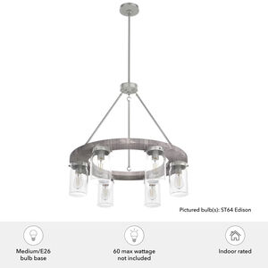 Hunter Devon Park 26.5 in. 6-Light Chandelier with Clear Glass - Brushed Nickel, , hires