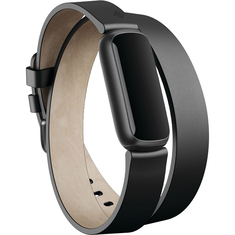 Fitbit Luxe Horween Leather Double Wrap Accessory Band - One Size - Black