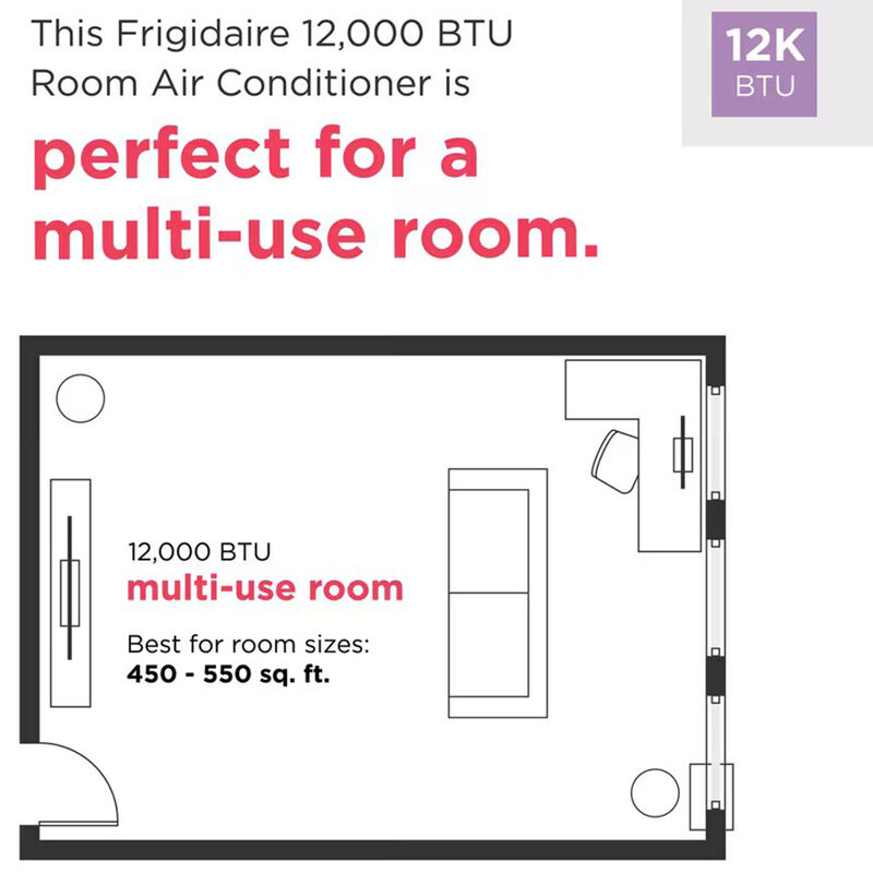 Frigidaire 12,000 BTU 115V Smart Energy Star Window Air Conditioner with Inverter, 3 Fan Speeds, Sleep Mode & Remote Control White, , hires