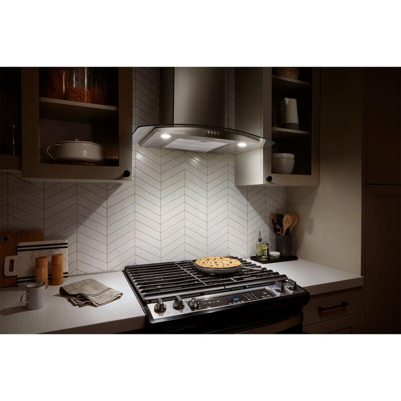 Whirlpool 30 in. Convertible Chimney Style Range Hood with 400 CFM, 3 Fan Speeds & 2 LED Lights - Stainless Steel, , hires