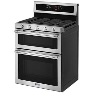 Maytag 30 in. 6 cu. ft. True European Convection Double Oven Gas Range with 5 Sealed Burners - Stainless Steel, , hires