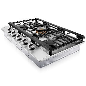 Fotile 36 in. 5-Burner Natural Gas Cooktop with Simmer Burner & Power Burner - Stainless Steel, , hires