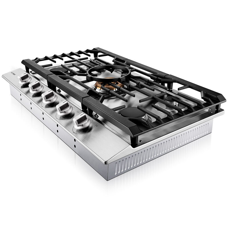 Fotile Tri-Ring Series 36 in. Gas Cooktop with 5 Sealed Burners - Stainless Steel, , hires