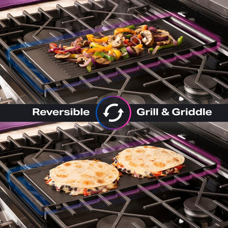 GE Profile 30 in. 5.3 cu. ft. Smart Air-Fry Standard Convection Gas Range with 5 Sealed Burners, Reversible Grill & Griddle - Fingerprint Resistant Stainless Steel, , hires