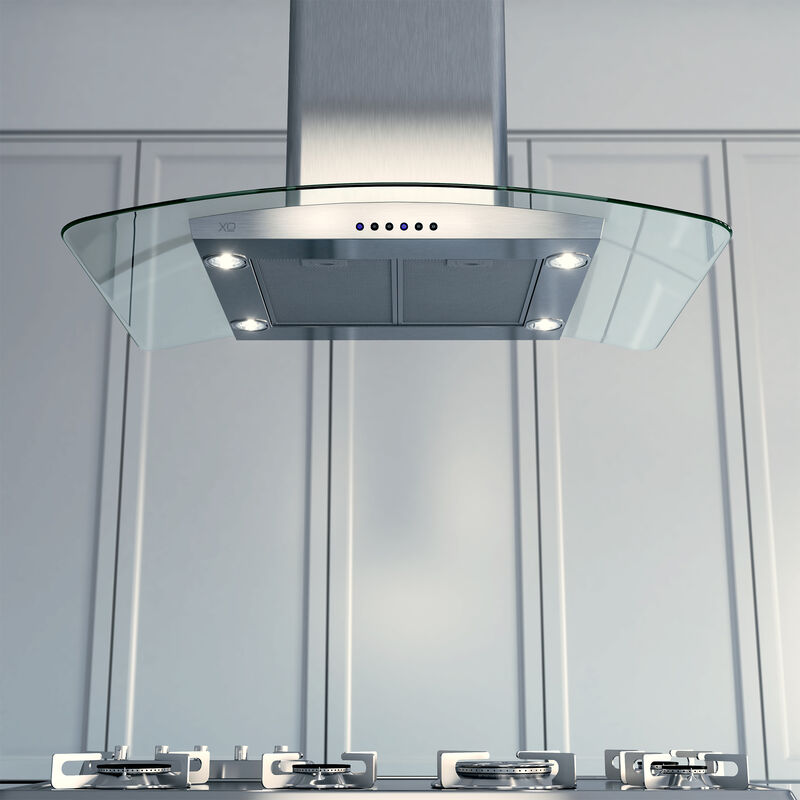 XO 36 in. Chimney Style Range Hood with 3 Speed Settings, 600 CFM & 4 LED Light - Stainless Steel, , hires