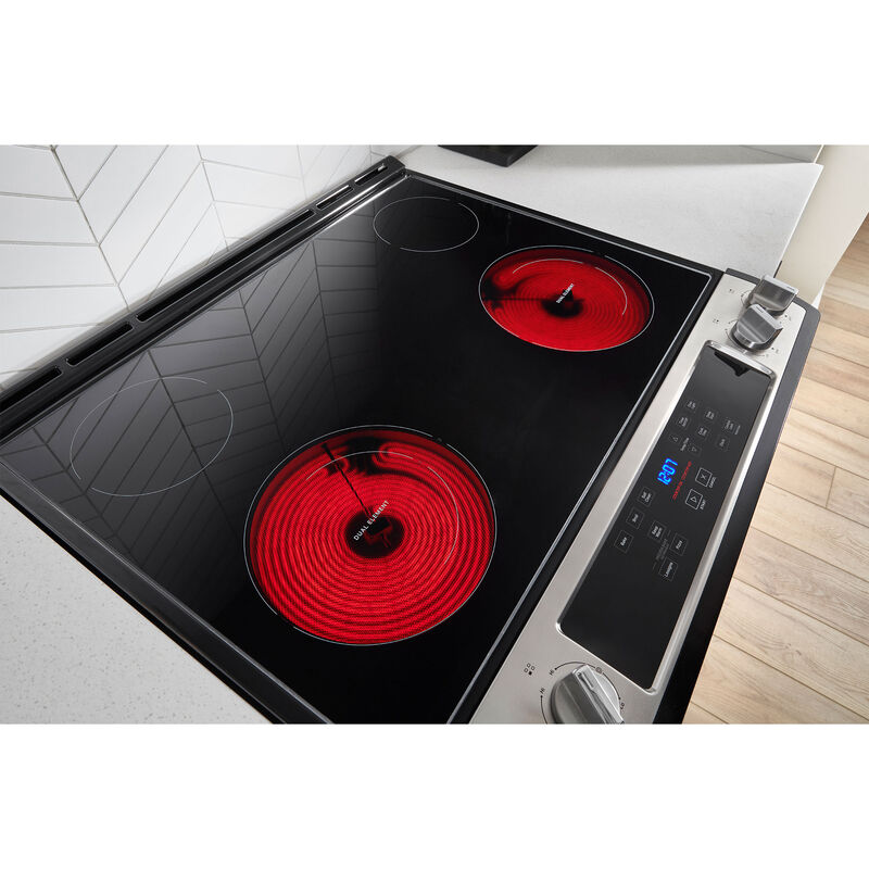 Whirlpool 30 Inch Slide-In Electric Glass Top 4 Burner 2 Large
