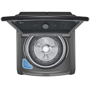 LG 27 in. 4.1 cu. ft. Top Load Washer with 4-Way Agitator, Slam Proof Glass Lid & True Balance Anti-Vibration System - Monochrome Gray, Monochrome Gray, hires
