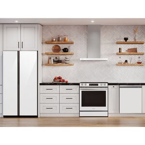 Samsung 30 in. Smart Convertible Chimney Style Range Hood with 630 CFM, 4 Fan Speeds & 1 LED Light - White, , hires