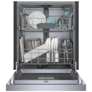 Bosch 100 Series 24 in. Front Control Smart Dishwasher with 50 dBa Sound Level, PureDry & Pocket - Stainless Steel, , hires