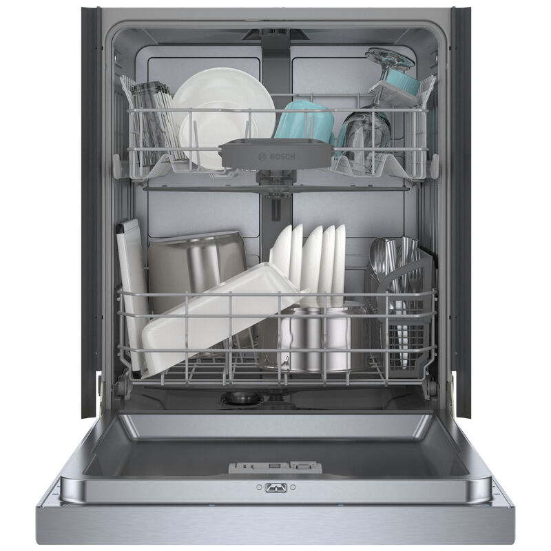 Bosch 100 Series 24 in. Smart Built-In Dishwasher with Front Control, 50 dBA Sound Level, 14 Place Settings, 5 Wash Cycles & Sanitize Cycle - Stainless Steel, , hires