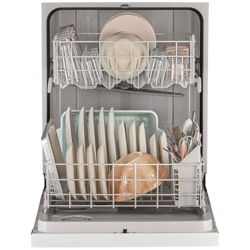 Whirlpool 24 in. Front Control Dishwasher with 57 dBa Sound Level & Pocket - White, White, hires
