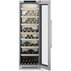 Liebherr 24 in. Freestanding Wine Cabinet with Wood Racks, Dual Temperature Zones & 155-Bottle Capacity - Stainless Steel, , hires