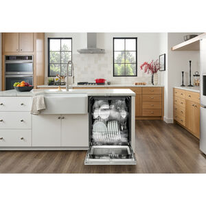 LG 24 in. Top Control Flush-Mount Smart Dishwasher with 46 dBA Sound Level, 3rd-Rack, AutoVent Dry & Pocket Handle - White, , hires