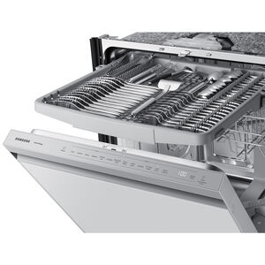 Samsung Bespoke 24 in. Top Control Smart Dishwasher with 46 dBa Sound Level, 3rd-Rack, AutoRelease & Pocket - White Glass, , hires