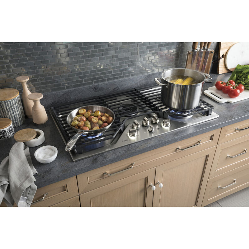 GE Profile 36 in. Natural Gas Cooktop with 5 Sealed Burners & Griddle - Stainless Steel, , hires