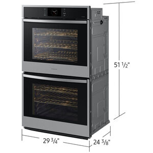 Samsung 30 in. 10.2 cu. ft. Smart Top Control SteamElectric Double Wall Oven with Dual Convection - Stainless Steel, , hires
