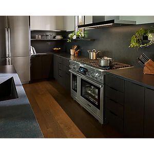 Dacor Transitional Series 48 in. 8.8 cu. ft. Smart Air-Fry Dual Convection Steam Double Oven Dual Fuel Range with 6 Sealed Burners - Silver Stainless, , hires