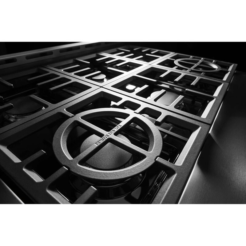 KitchenAid 36 in. 5.1 cu. ft. Smart True European Convection Gas Range with 6 Sealed Burners - Matte Milkshake, Matte Milkshake, hires