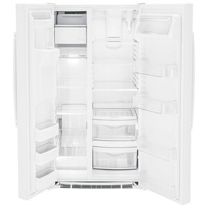 GE 36 in. 25.3 cu. ft. Side-by-Side Refrigerator with External Ice & Water Dispenser - White, White, hires