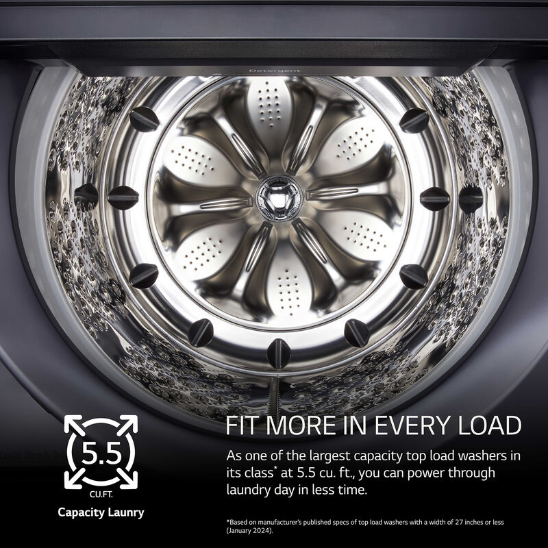 LG 27 in. 5.5 cu. ft. Smart Top Load Washer with EasyUnload, TurboWash3D Technology & AI Sensing - Alpine White, Alpine White, hires